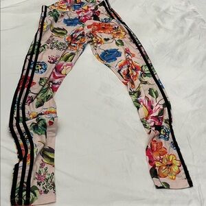 Adidas Floral Print leggings with Stripes.